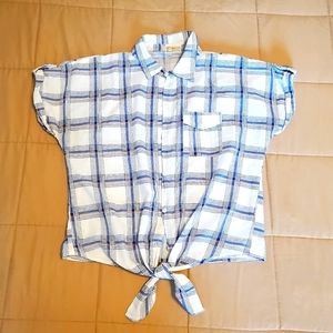 Medium Plaid Flannel Knot Tie Button Shirt